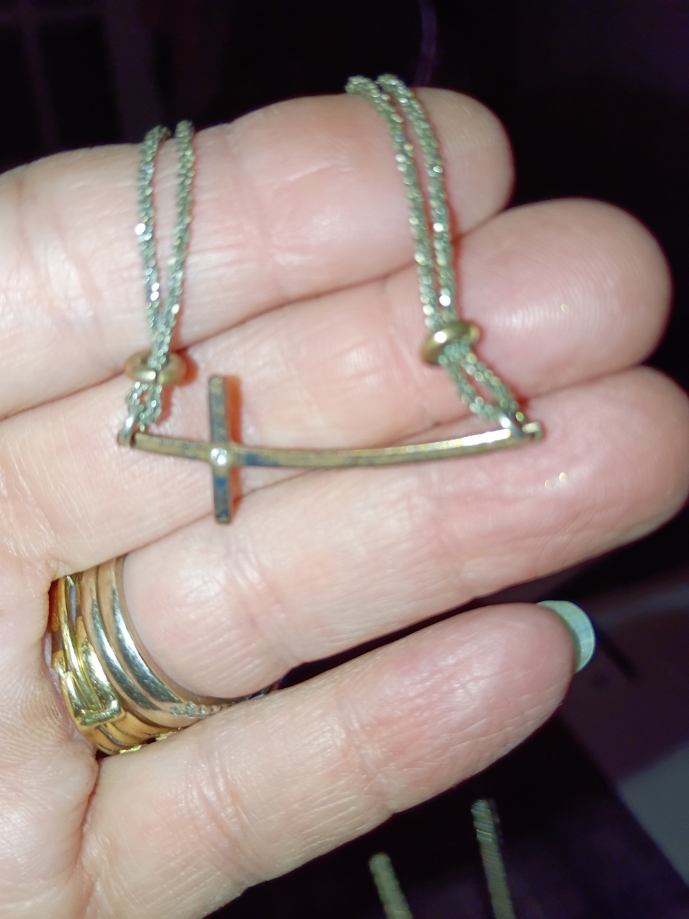 Gold-Tone Horizontal Cross Necklace